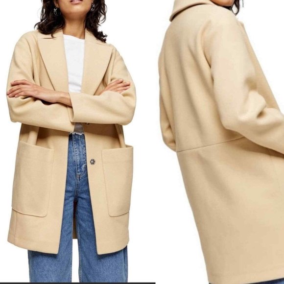 Topshop Jackets & Blazers - 🆕 TOPSHOP Margo Oversized Buttermilk Coat Yellow Beige 2